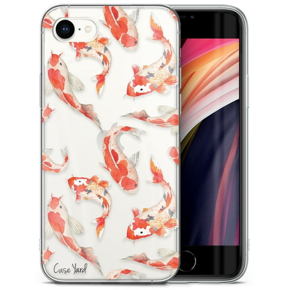 Case Yard iPhone-SE Case Clear Soft & Flexible TPU Ultra Low Profile Slim Fit Thin Shockproof Transparent Bumper Protective Cover Drop Protective Cell Phone Cases (Koi Fish Pond)