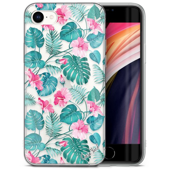 Case Yard iPhone-SE Case Clear Soft & Flexible TPU Ultra Low Profile Slim Fit Thin Shockproof Transparent Bumper Protective Cover Drop Protective Cell Phone Cases (Hibiscus Flowers)