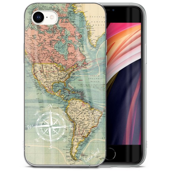 Case Yard iPhone-SE Case Clear Soft & Flexible TPU Ultra Low Profile Slim Fit Thin Shockproof Transparent Bumper Protective Cover Drop Protective Cell Phone Cases (Atlantic Compass)