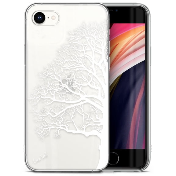 Case Yard iPhone-SE Case Clear Soft & Flexible TPU Ultra Low Profile Slim Fit Thin Shockproof Transparent Bumper Protective Cover Drop Protective Cell Phone Cases (Half Tree)