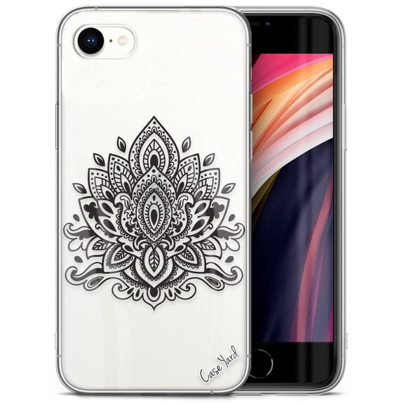 Case Yard iPhone-SE Case Clear Soft & Flexible TPU Ultra Low Profile Slim Fit Thin Shockproof Transparent Bumper Protective Cover Drop Protective Cell Phone Cases (Lotus Mandala)