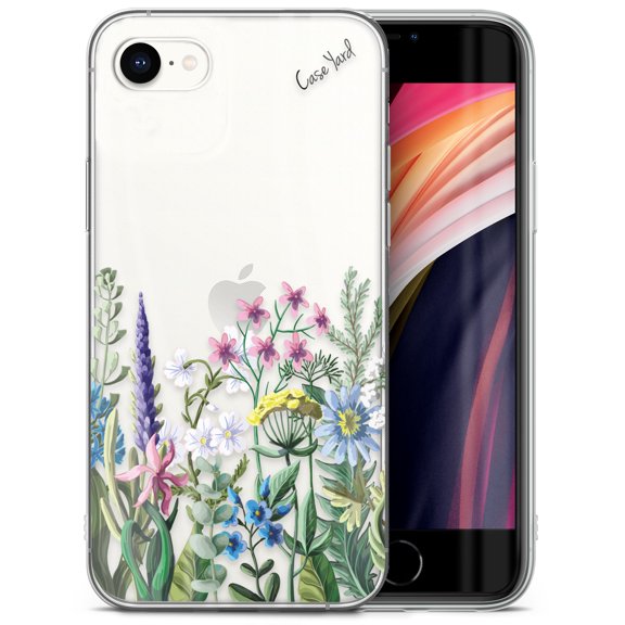 Case Yard iPhone-SE Case Clear Soft & Flexible TPU Ultra Low Profile Slim Fit Thin Shockproof Transparent Bumper Protective Cover Drop Protective Cell Phone Cases (Flower Bouquet)