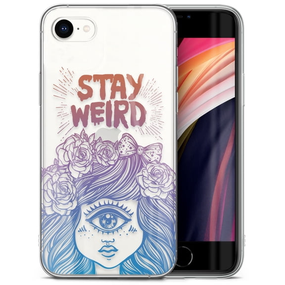 Case Yard iPhone-SE Case Clear Soft & Flexible TPU Ultra Low Profile Slim Fit Thin Shockproof Transparent Bumper Protective Cover Drop Protective Cell Phone Cases (Stay Weird)