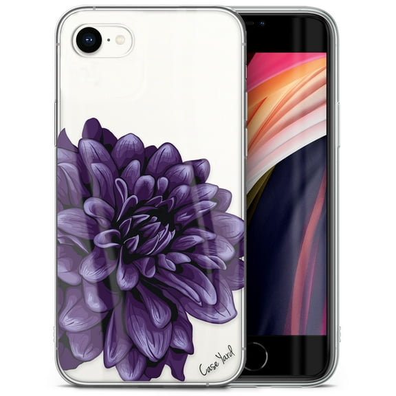 Case Yard iPhone-SE Case Clear Soft & Flexible TPU Ultra Low Profile Slim Fit Thin Shockproof Transparent Bumper Protective Cover Drop Protective Cell Phone Cases (Dahlia)