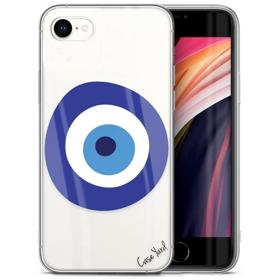 Case Yard iPhone-SE Case Clear Soft & Flexible TPU Ultra Low Profile Slim Fit Thin Shockproof Transparent Bumper Protective Cover Drop Protective Cell Phone Cases (Evil Eye)