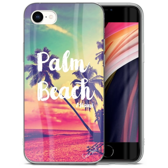 Case Yard iPhone-SE Case Clear Soft & Flexible TPU Ultra Low Profile Slim Fit Thin Shockproof Transparent Bumper Protective Cover Drop Protective Cell Phone Cases (Palm Beach)
