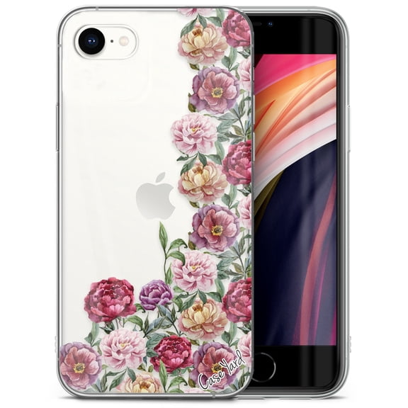 Case Yard iPhone-SE Case Clear Soft & Flexible TPU Ultra Low Profile Slim Fit Thin Shockproof Transparent Bumper Protective Cover Drop Protective Cell Phone Cases (Purple Botanics)