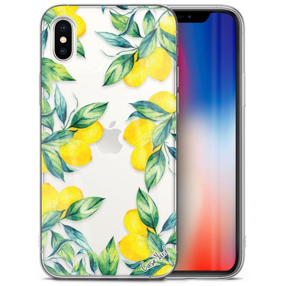 Case Yard iPhone-X Case Clear Soft & Flexible TPU Ultra Low Profile Slim Fit Thin Shockproof Transparent Bumper Protective Cover Drop Protective Cell Phone Cases (Lemons)