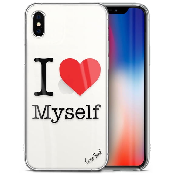 Case Yard iPhone-X Case Clear Soft & Flexible TPU Ultra Low Profile Slim Fit Thin Shockproof Transparent Bumper Protective Cover Drop Protective Cell Phone Cases (I Love My Self)