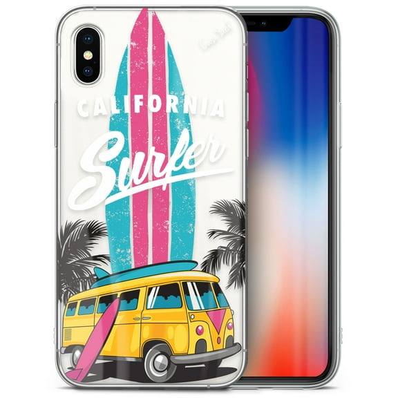 Case Yard iPhone-X Case Clear Soft & Flexible TPU Ultra Low Profile Slim Fit Thin Shockproof Transparent Bumper Protective Cover Drop Protective Cell Phone Cases (Cali Surfer)