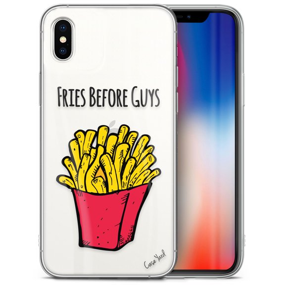 Case Yard iPhone-X Case Clear Soft & Flexible TPU Ultra Low Profile Slim Fit Thin Shockproof Transparent Bumper Protective Cover Drop Protective Cell Phone Cases (Fries)