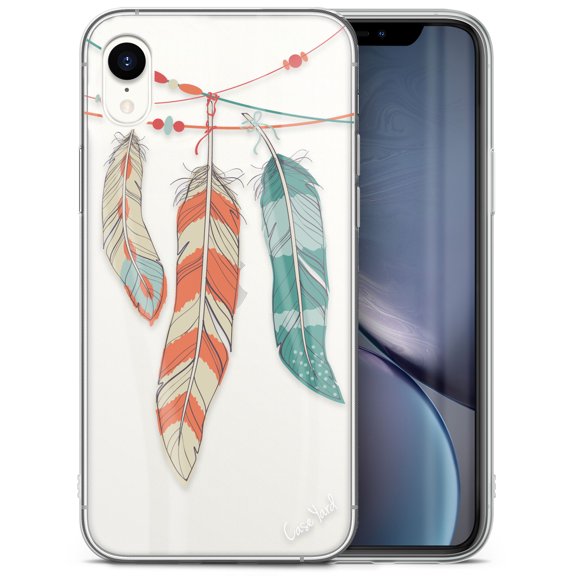 Case Yard iPhone-XR Case Clear Soft & Flexible TPU Ultra Low Profile Slim Fit Thin Shockproof Transparent Bumper Protective Cover Drop Protective Cell Phone Cases (Feather)