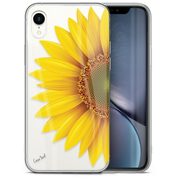 Case Yard iPhone-XR Case Clear Soft & Flexible TPU Ultra Low Profile Slim Fit Thin Shockproof Transparent Bumper Protective Cover Drop Protective Cell Phone Cases (Half Sunflower)