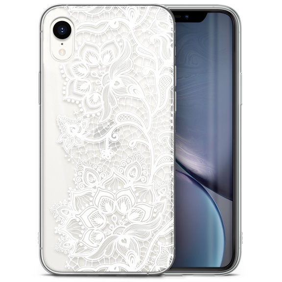 Case Yard iPhone-XR Case Clear Soft & Flexible TPU Ultra Low Profile Slim Fit Thin Shockproof Transparent Bumper Protective Cover Drop Protective Cell Phone Cases (Lace Dolly)