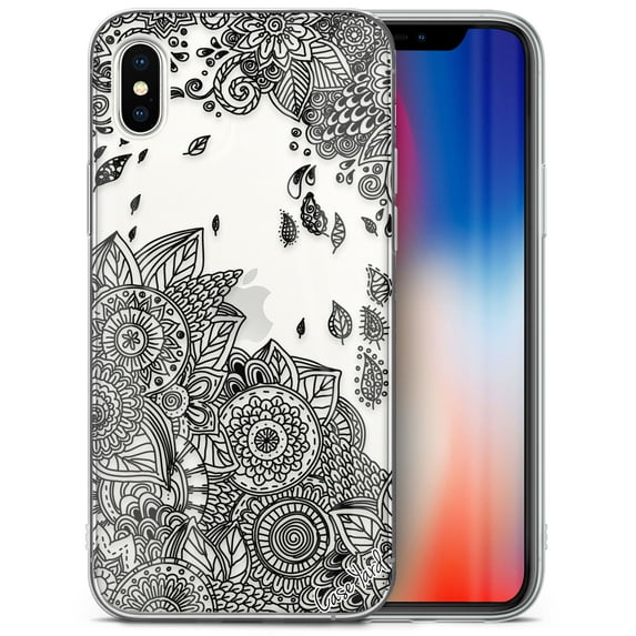 Case Yard iPhone-XS-Max Case Clear Soft & Flexible TPU Ultra Low Profile Slim Fit Thin Shockproof Transparent Bumper Protective Cover Drop Protective Cell Phone Cases (Wind Flower)