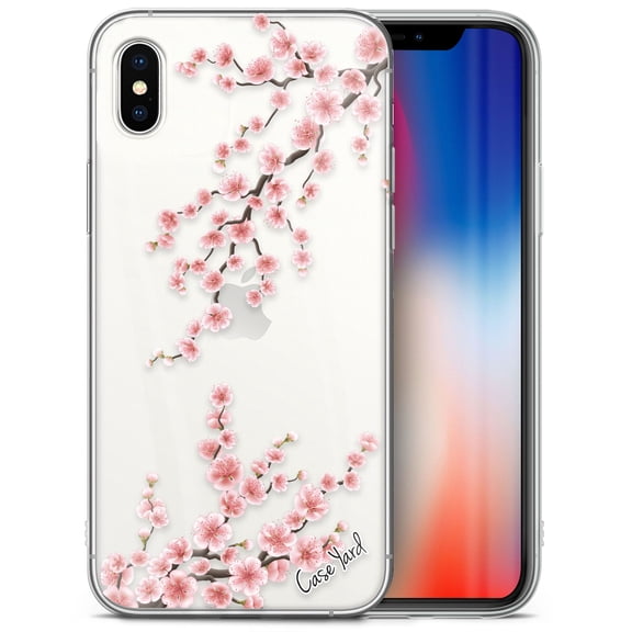 Case Yard iPhone-XS-Max Case Clear Soft & Flexible TPU Ultra Low Profile Slim Fit Thin Shockproof Transparent Bumper Protective Cover Drop Protective Cell Phone Cases (Sakura Floral)