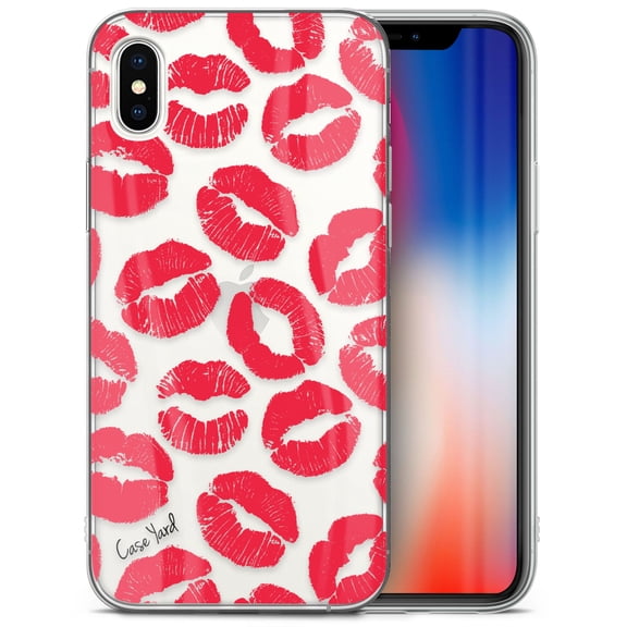 Case Yard iPhone-XS-Max Case Clear Soft & Flexible TPU Ultra Low Profile Slim Fit Thin Shockproof Transparent Bumper Protective Cover Drop Protective Cell Phone Cases (Kisses)