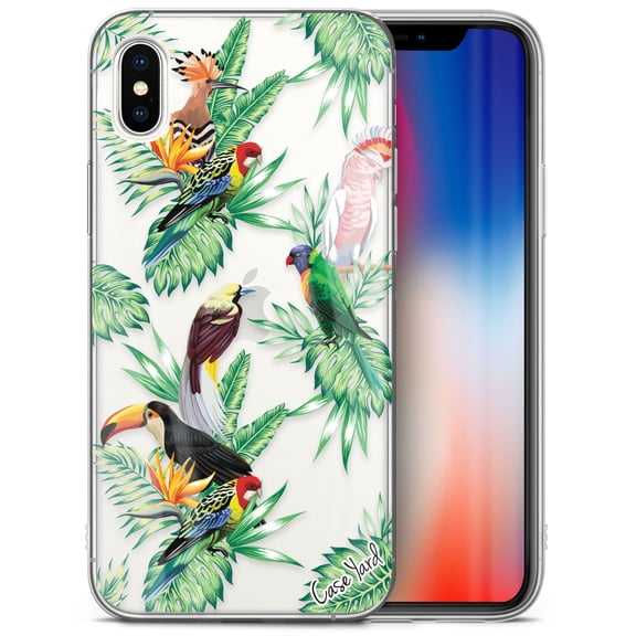 Case Yard iPhone-XS-Max Case Clear Soft & Flexible TPU Ultra Low Profile Slim Fit Thin Shockproof Transparent Bumper Protective Cover Drop Protective Cell Phone Cases (Tropical Birds)