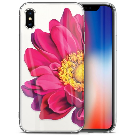 Case Yard iPhone-XS-Max Case Clear Soft & Flexible TPU Ultra Low Profile Slim Fit Thin Shockproof Transparent Bumper Protective Cover Drop Protective Cell Phone Cases (Spring Flower)