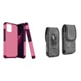 thumbnail image 1 of Case and Pouch Bundle for REVVL 6 5G: Dual Layer Slim Case (Pink Wine) and Vertical Rugged Denim Nylon Belt Holster, 1 of 9