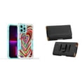 thumbnail image 1 of Case and Pouch Bundle for iPhone 14: Heavy Duty Armor Rugged Case (Abstract Love Hearts) and PU Leather Magnetic Belt Holster, 1 of 9