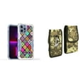 thumbnail image 1 of Case and Pouch Bundle for iPhone 14: Heavy Duty Armor Rugged Case (Mediterranean Tile Pattern) and Vertical Rugged Nylon Belt Holster (Digital Camo), 1 of 9