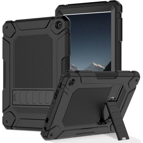 Case for 10-inch Tablet (Fit 13th Generation Only), Layer Duty Shockproof Rugged Case with Kickstand, Black