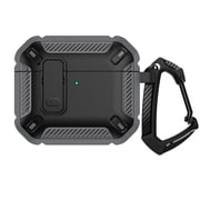 Case for AirPods Pro 3rd Generation 2025,Shockproof Military Hard PC Case Lock Cover with Keychain for AirPods Pro 3 2025,Gray