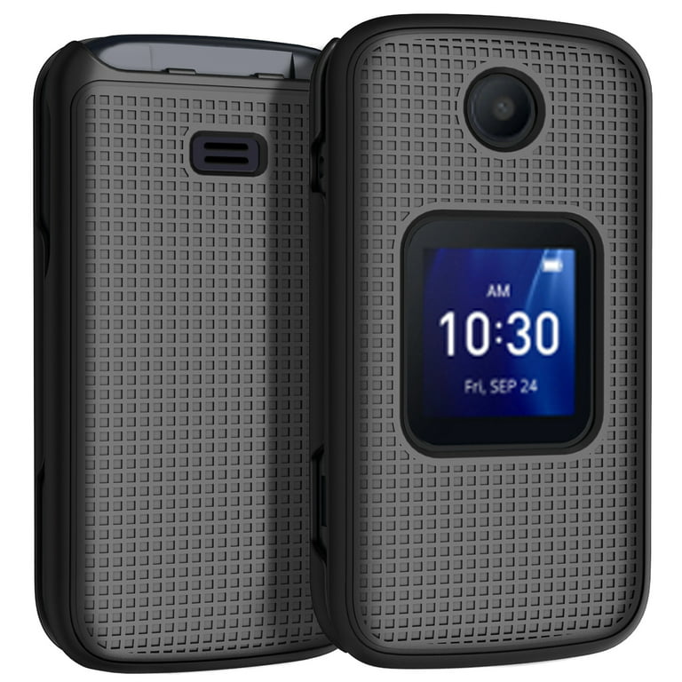 Nakedcellphone Case for Alcatel Go Flip 4 / TCL Flip Pro Phone, Slim Hard  Shell Protector Cover with Grid Texture - Black