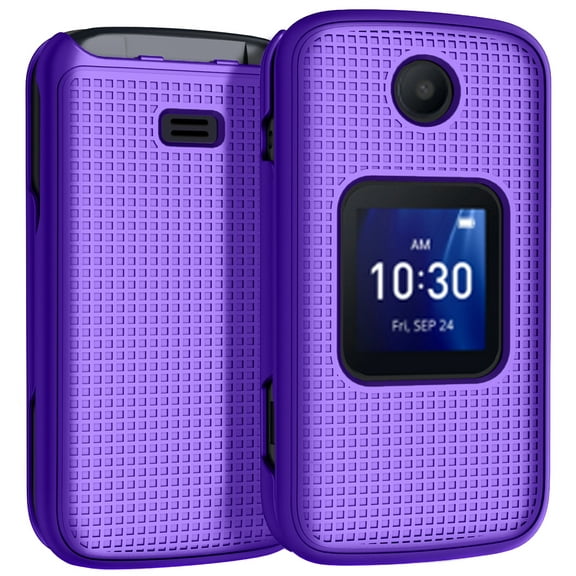 Case for Alcatel Go Flip 4 / TCL Flip Pro Phone, Nakedcellphone Slim Hard Shell Protector Cover with Grid Texture - Purple