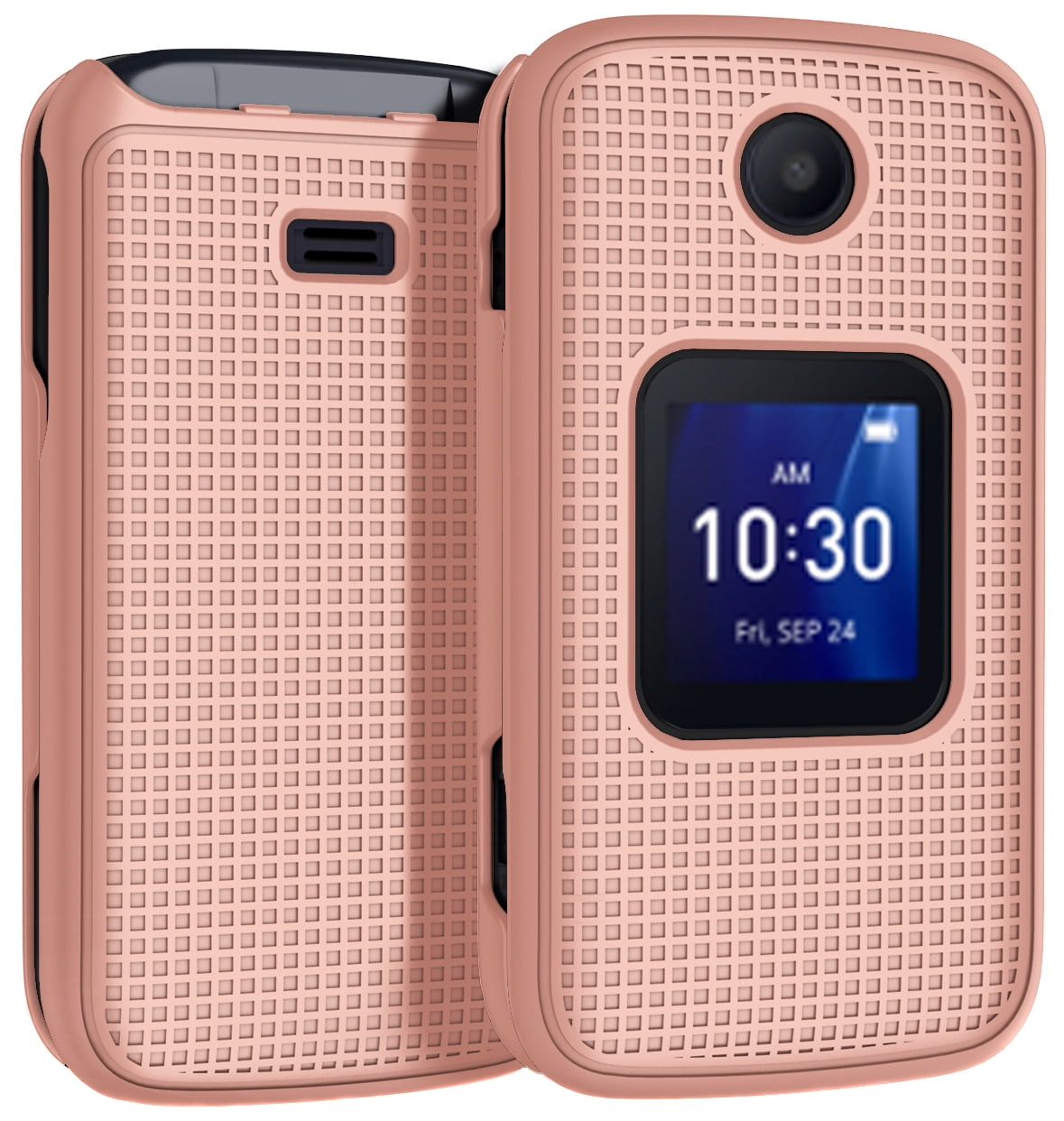Case for Alcatel Go Flip 4 / TCL Flip Pro Phone, Nakedcellphone Slim Hard  Shell Protector Cover with Grid Texture - Rose Gold Pink 