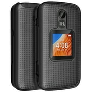 Case for Alcatel TCL Flip 2 Phone (2022), NakedcellPhone [Grid Texture] Slim Hard Shell Protector Cover for T408DL / TFALT408DCP - Black
