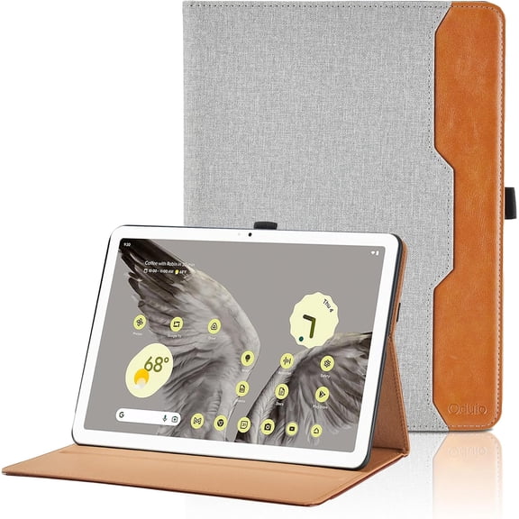 Case for All New Google Pixel Tablet 2023 11 Inch - PU Leather Business Folio Case with Hand Strap and Pocket, Multi-Angle Viewing Stand Cover, Gray
