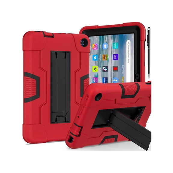 Case for Amazon Fire 7 12th Gen 2022 Release with Kickstand, Heavy Duty Shockproof Protective Cover with Stylus Pen Nav
