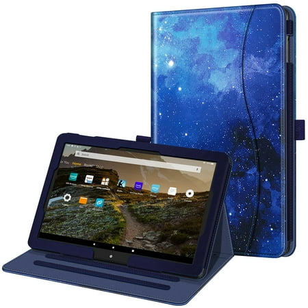 Case for Amazon Fire HD 10/Fire HD 10 Plus 11th Generation 2021 Multi-Angle Stand Cover with Pocket Auto Wake/Sleep, Starry Sky