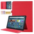 thumbnail image 1 of Case for Amazon Fire Max 11 13th Generation 2023, Fabric PU Leather Folio Cover Soft TPU Inner Multiple Viewing Angles Stand with Card Slots - Red, 1 of 5