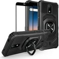 thumbnail image 1 of Case for BLU View 4 Case w/Tempered Glass Screen Protector [Military Grade] Ring Car Mount Kickstand Hard Phone Case for BLU View4 B135DL - Black, 1 of 5