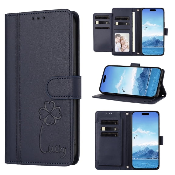 Case for BLU View Speed 5G Shockproof PU Leather Case with 9 Card Slots Kickstand Magnetic Flip Wallet Protective Phone Cover, Blue