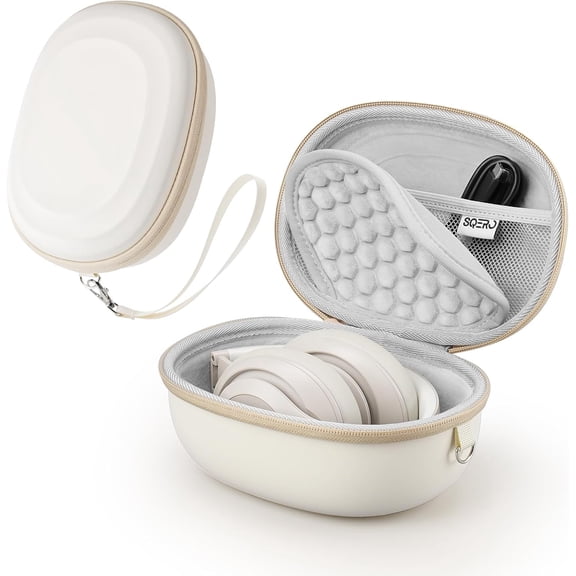 Case for Beats Studio Pro/Solo 4/Solo 3/Studio3 On-Ear Headphones, Portable Travel Hard Shell Storage Bag (Beige)