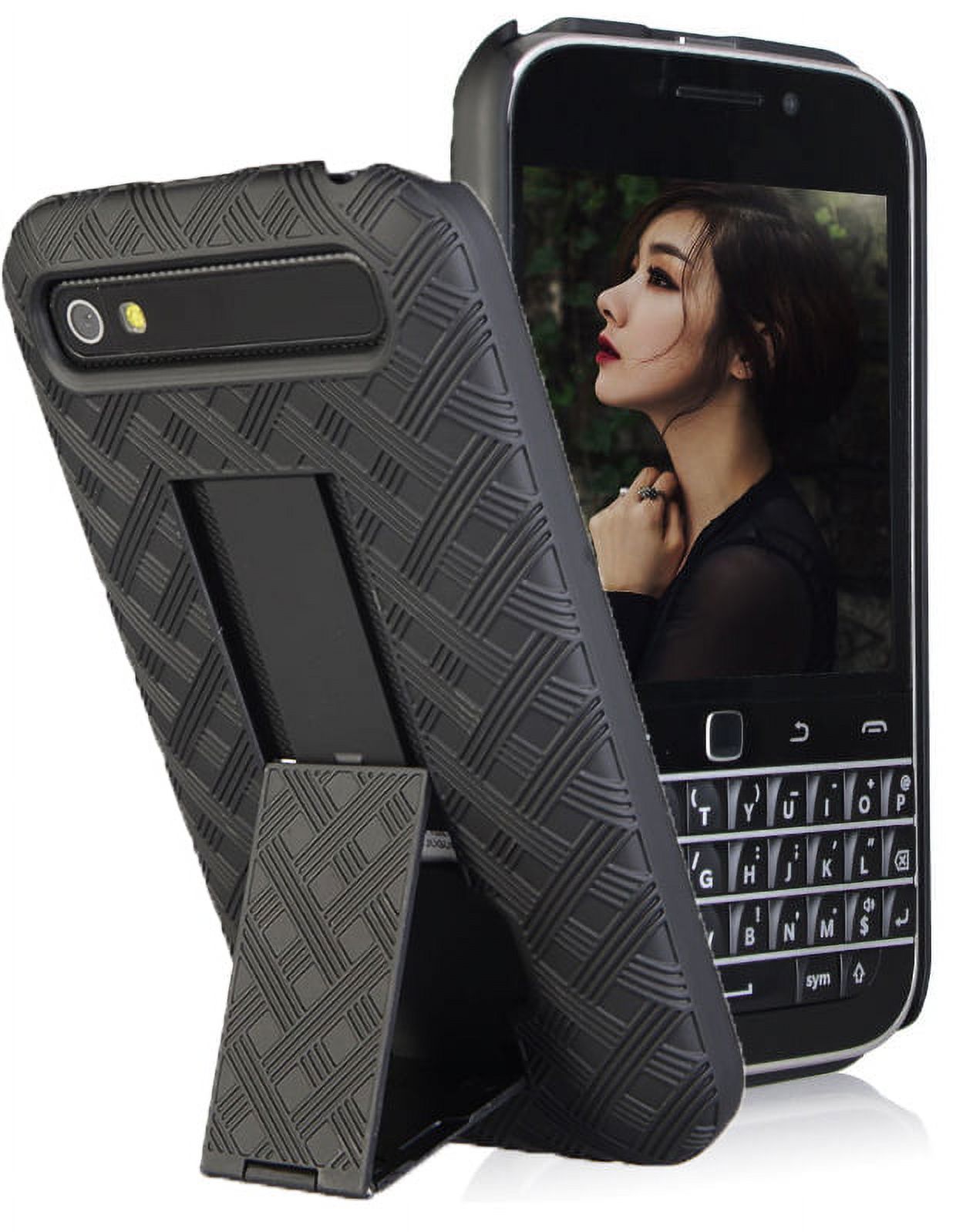 Case for BlackBerry Classic, Nakedcellphone Black Kickstand Slim Hard Shell Cover for BlackBerry Classic, Q20 - image 1 of 5
