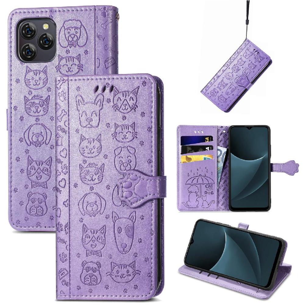 Case for Blackview A95 Short Strap Cartoon Animals Leather Case