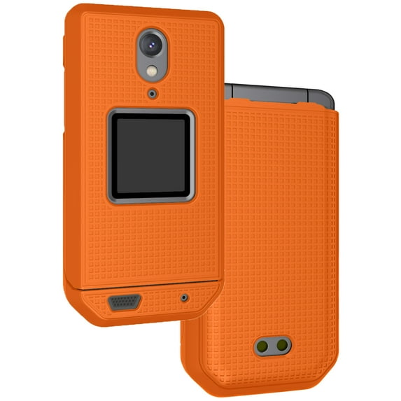 Case for CAT S22 Flip Phone, Nakedcellphone Slim Hard Shell Protector Cover - Bright Orange