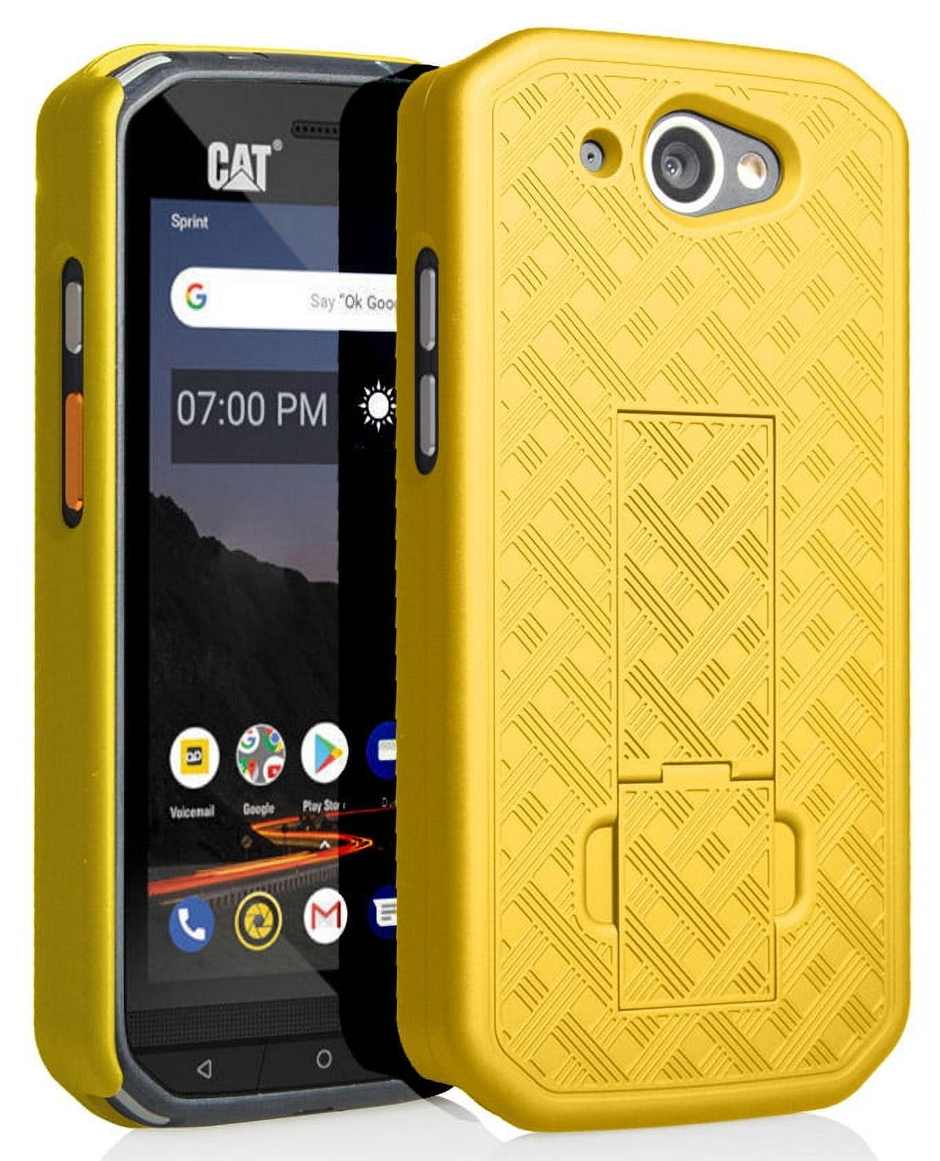 Case for CAT S48c, Nakedcellphone Slim Ribbed Rubberized Hard Shell Cover  [with Kickstand] for Caterpillar CAT S48c Phone (Verizon, Sprint, Unlocked)