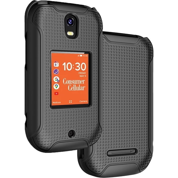 Case for Consumer Cellular Iris Flip Phone, Nakedcellphone Slim Hard Shell Protector Cover [Anti-Fingerprint, Grid Texture] for SH3320 (2023)
