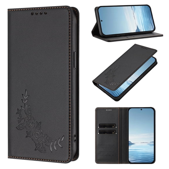 Case for Coolpad C16, Shockproof PU Leather Flip Wallet Case with RFID Block Card Slots Stand Magnetic Phone Cover for Coolpad C16, Black