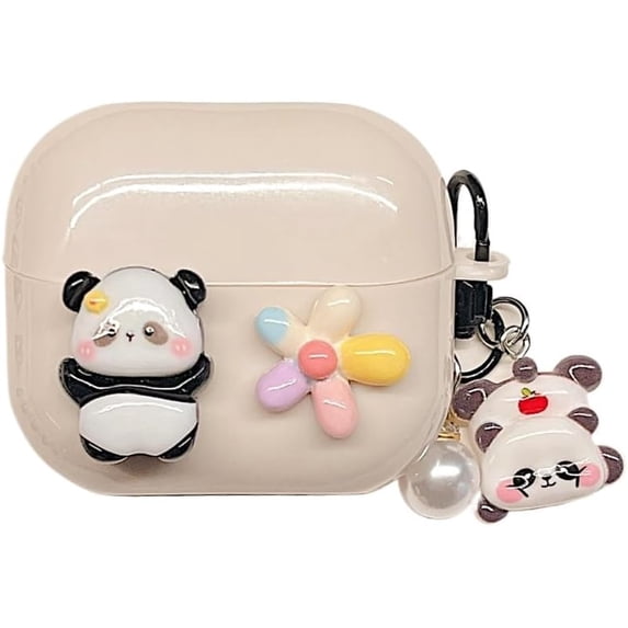 Case for Galaxy Buds 3&Buds 3 Pro,Creative White Cartoon Soft Protective Cover,Shockproof Earbuds Shell for Girly Women (Panda)