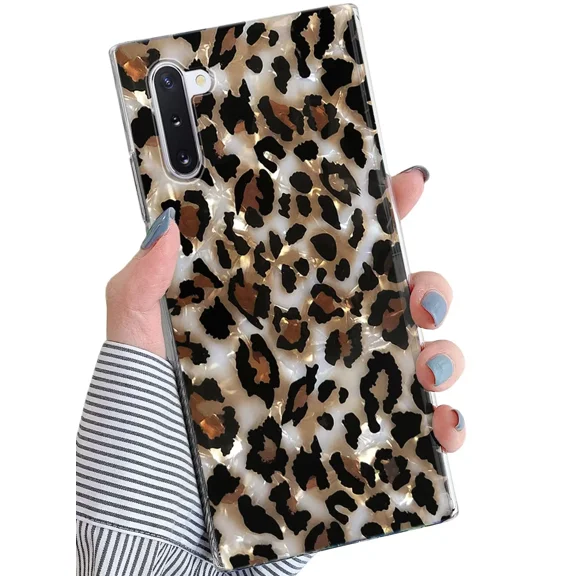 J.west Leopard Print Cheetah Silicone Clear Cover Cell Phone Case for Samsung Galaxy Note 10