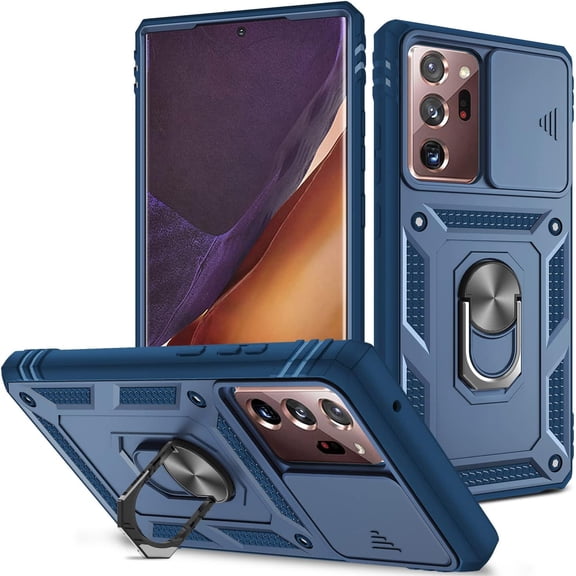 Case for Galaxy Note 20 Ultra, Camera Cover Phone Case with Rotation Ring Stand for Samsung Galaxy Note 20 Ultra - Blue