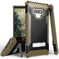 thumbnail image 1 of Case for Galaxy Note 9, Brown Tri-Shield Rugged Cover [with Metal Kickstand + Wrist Strap Lanyard] for Samsung Galaxy Note 9 (SM-N960), 1 of 6