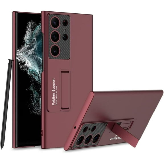 Case for Galaxy S23 Ultra Case with Kickstand, Ultra-Thin Shockproof Protection Matte Phone Case for Samsung S23 Ultra Case, Red